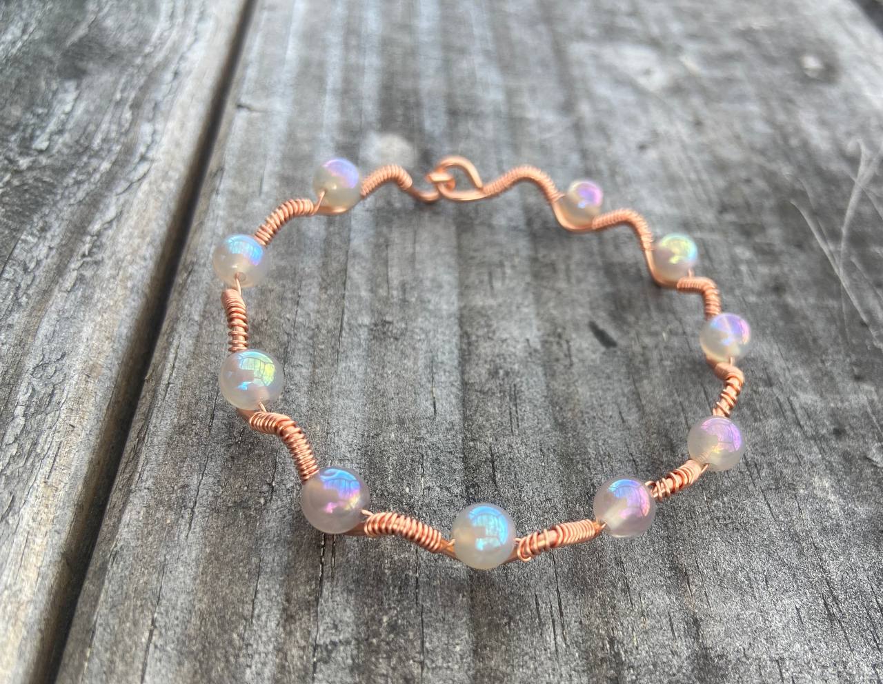Agate Copper Wire-wrapped Bracelet