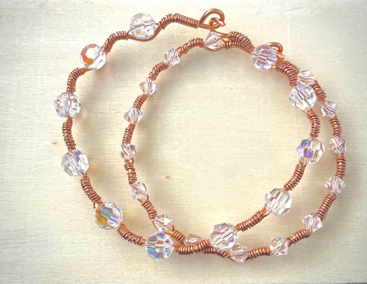 Pure Austrian 4mm Crystal Copper Wire-wrapped Bracelet