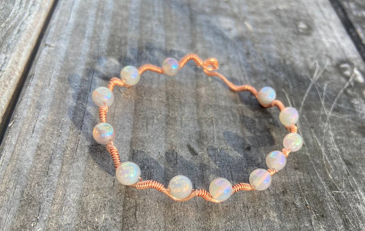 Agate Copper Wire-wrapped Bracelet