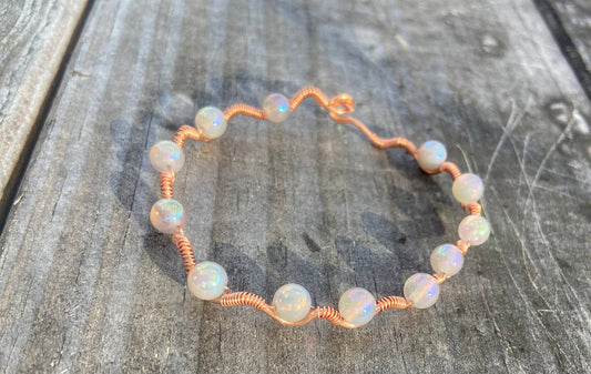 Agate Copper Wire-wrapped Bracelet