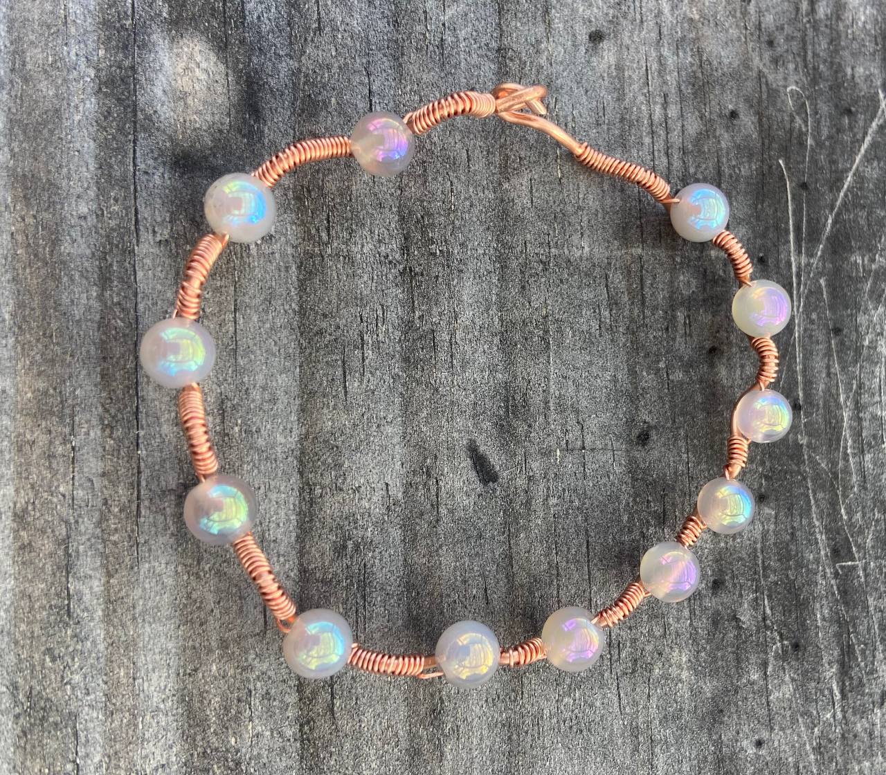 Agate Copper Wire-wrapped Bracelet