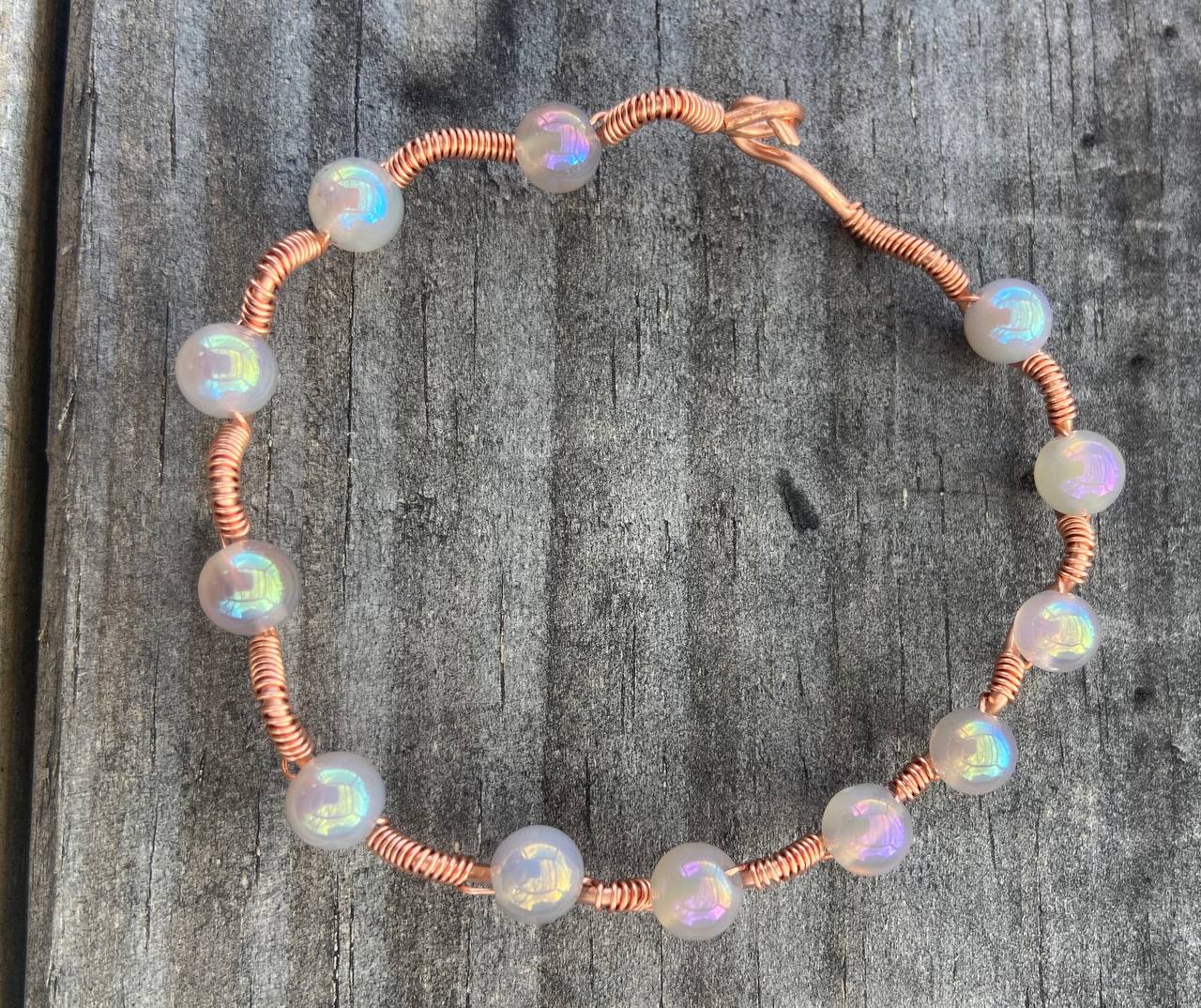 Agate Copper Wire-wrapped Bracelet
