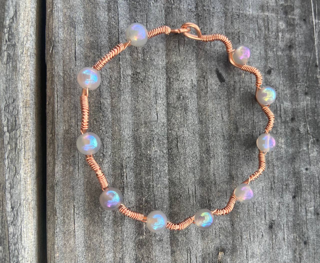 Agate Copper Wire-wrapped Bracelet