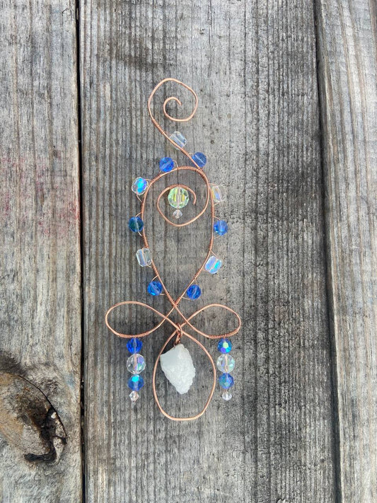 Pure Austrian Crystal Suncatcher with Druzy Agate
