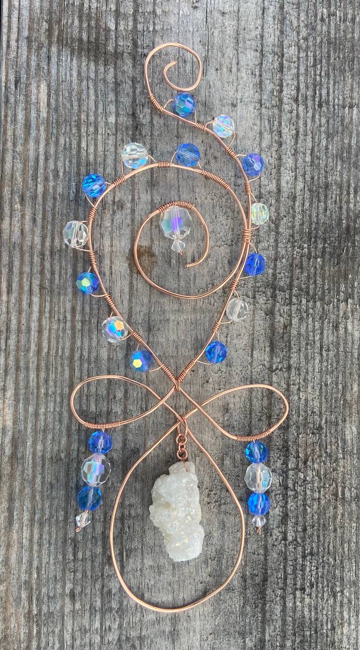 Pure Austrian Crystal Suncatcher with Druzy Agate