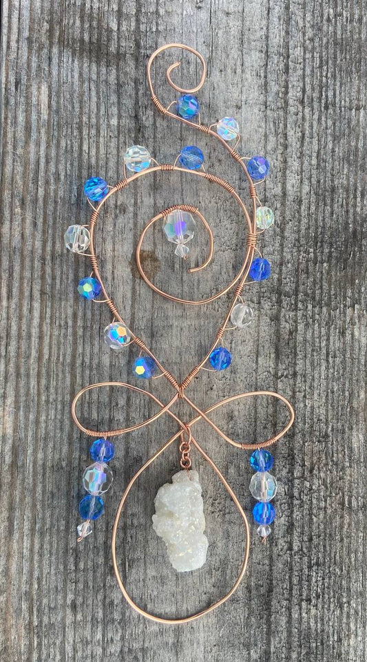 Pure Austrian Crystal Suncatcher with Druzy Agate