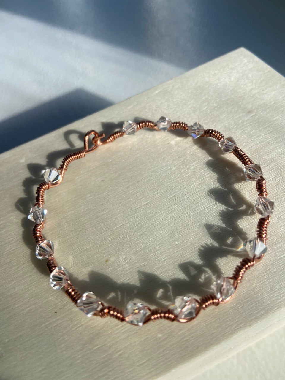 Pure Austrian 4mm Crystal Copper Wire-wrapped Bracelet