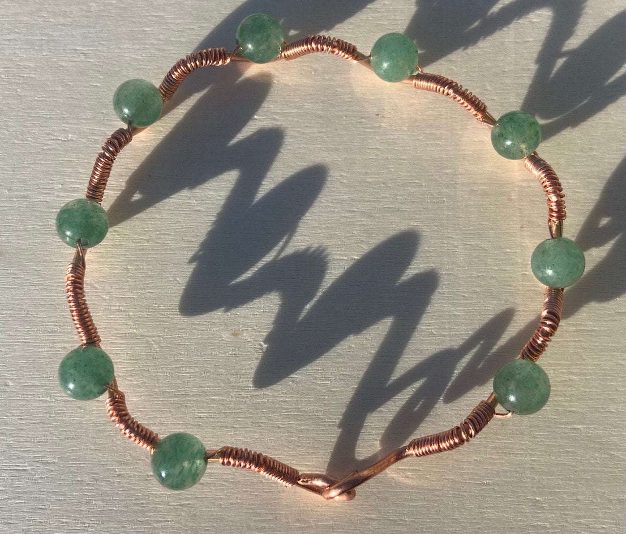 Adventurine Copper Wire-wrapped Bracelet