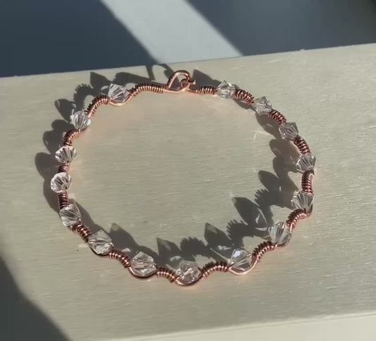 Pure Austrian 4mm Crystal Copper Wire-wrapped Bracelet