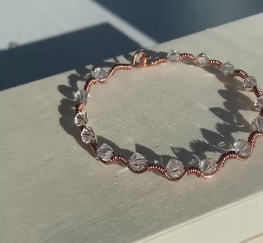 Pure Austrian 4mm Crystal Copper Wire-wrapped Bracelet